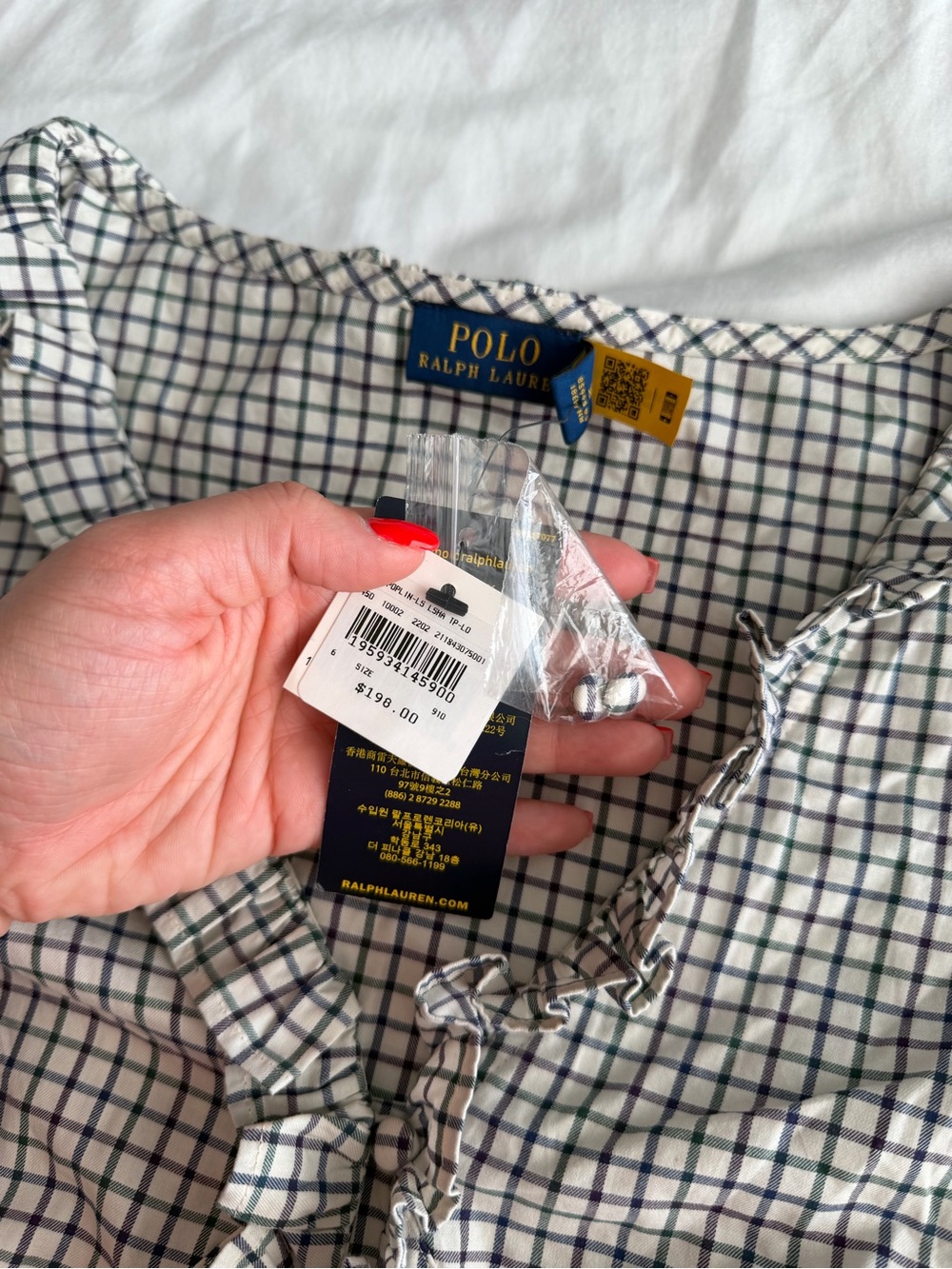 NWT Polo Ralph Lauren Ruffle-Trim Poplin Blouse - 100% Cotton - Picture 10 of 15